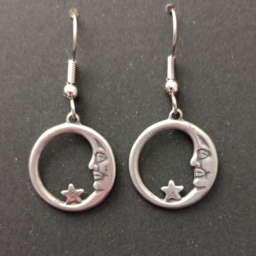 Silver Moon and Star Earrings